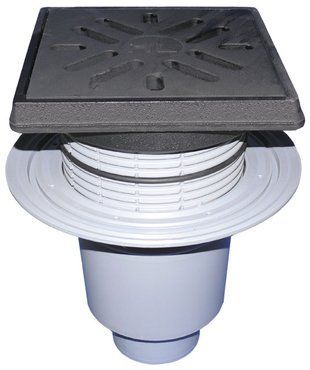 Дворовой трап Perfekt DN110 верт. с обжимным фланцем, 260х260мм / 226х226мм (HL616.1/1 дворовий трап сериї Perfekt DN110 вертикальний з обтискним фланцем, 260х260мм/226х226мм) HL616.1/1 фото